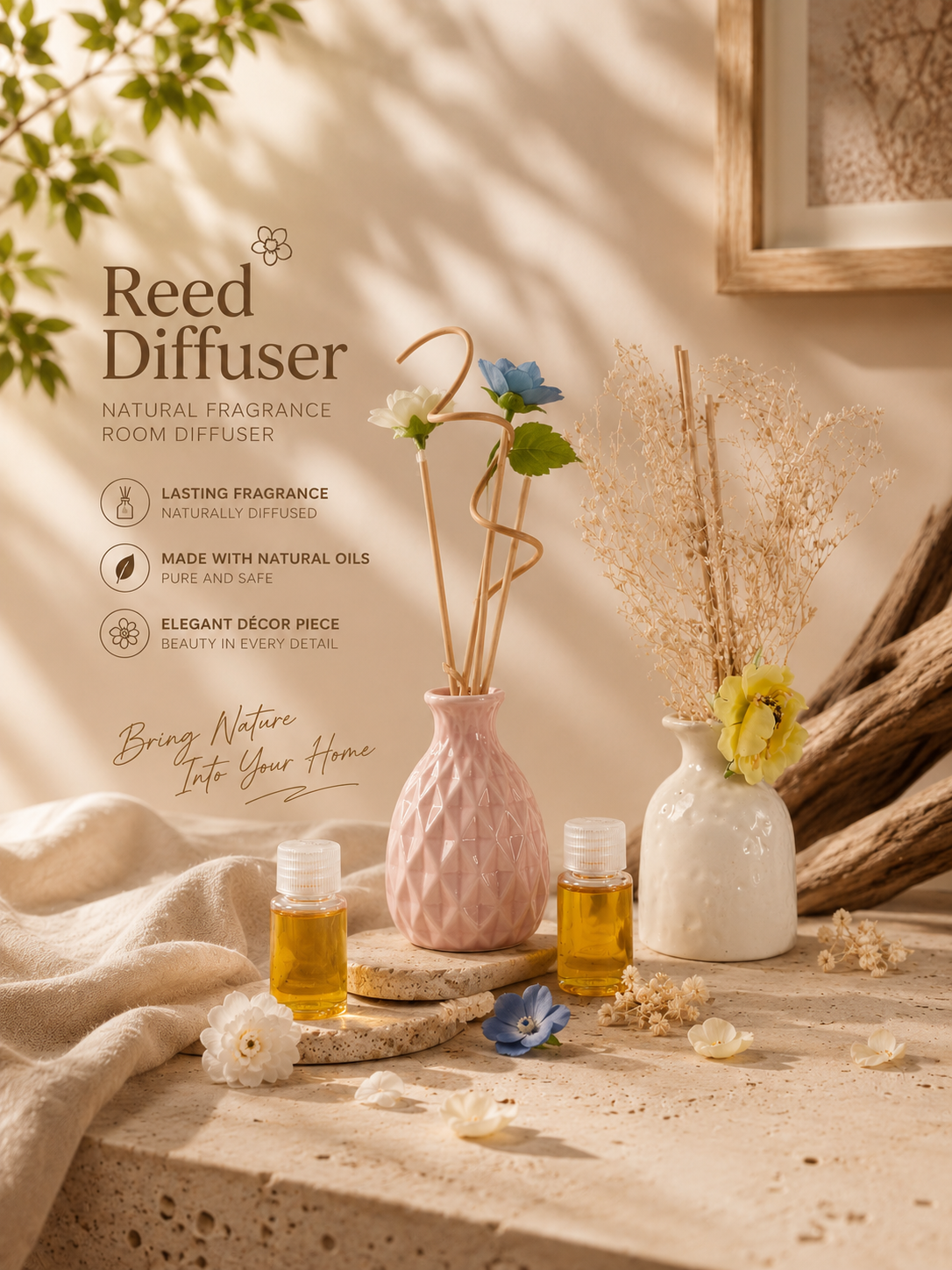 فواحة سيراميك مع زيت عطري - Reed Diffuser
