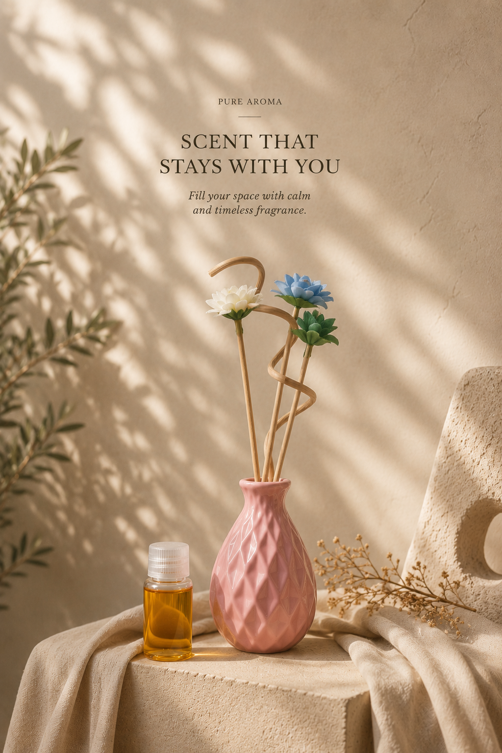 فواحة سيراميك مع زيت عطري - Reed Diffuser