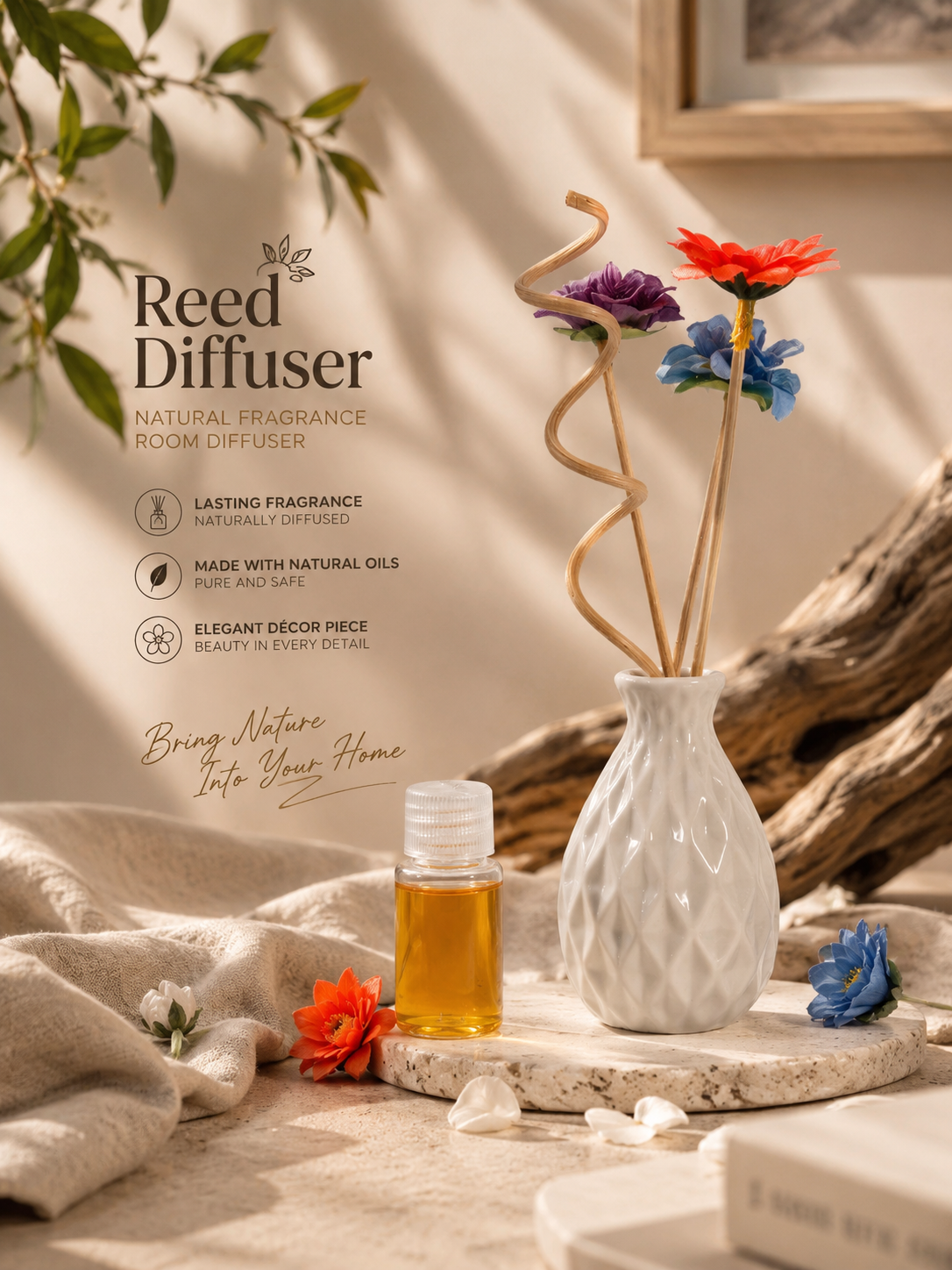 فواحة سيراميك مع زيت عطري - Reed Diffuser