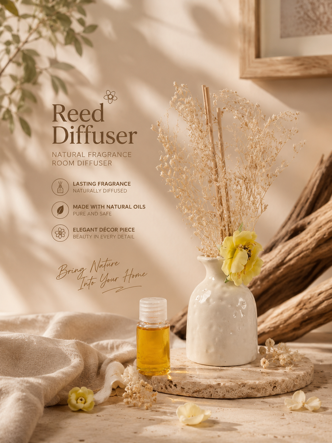 فواحة سيراميك مع زيت عطري - Reed Diffuser